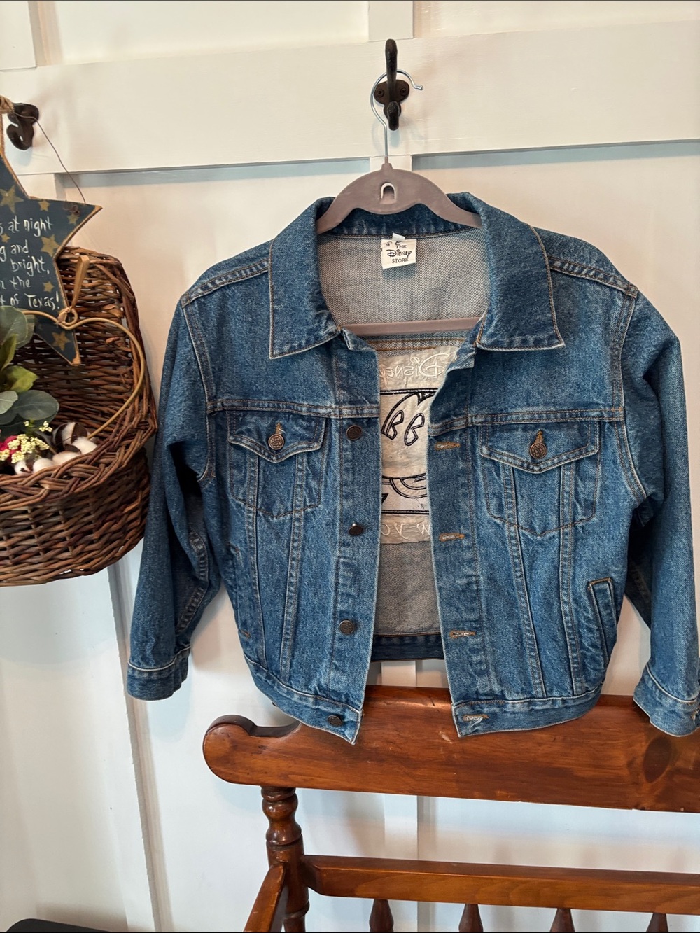 Disney New York Medium Blue Denim Jean Jacket with Chest Pockets